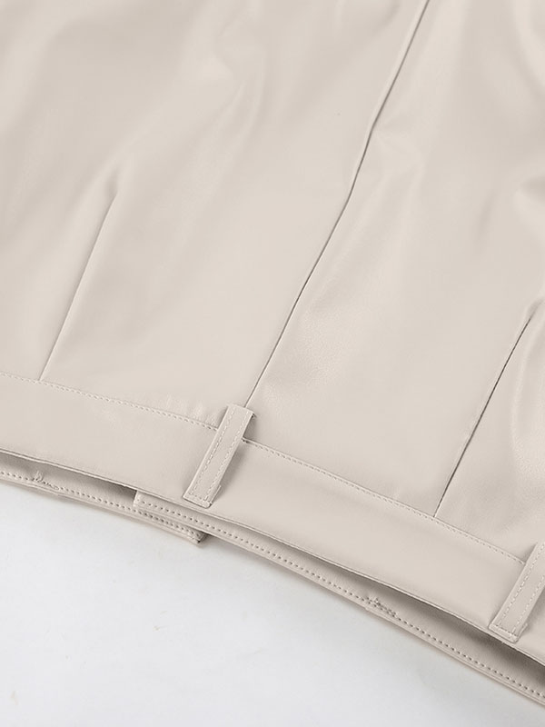 Skinny Wrap Pockets Solid Color Split-Front Zipper Skirts Bottoms