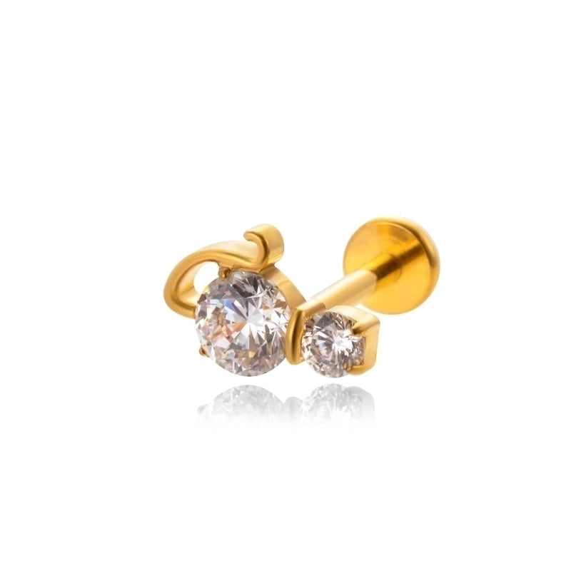 1 Piece Ear Cartilage Rings & Studs IG Style Vintage Style Geometric Flower Bow Knot Pure Titanium Plating Inlay Zircon