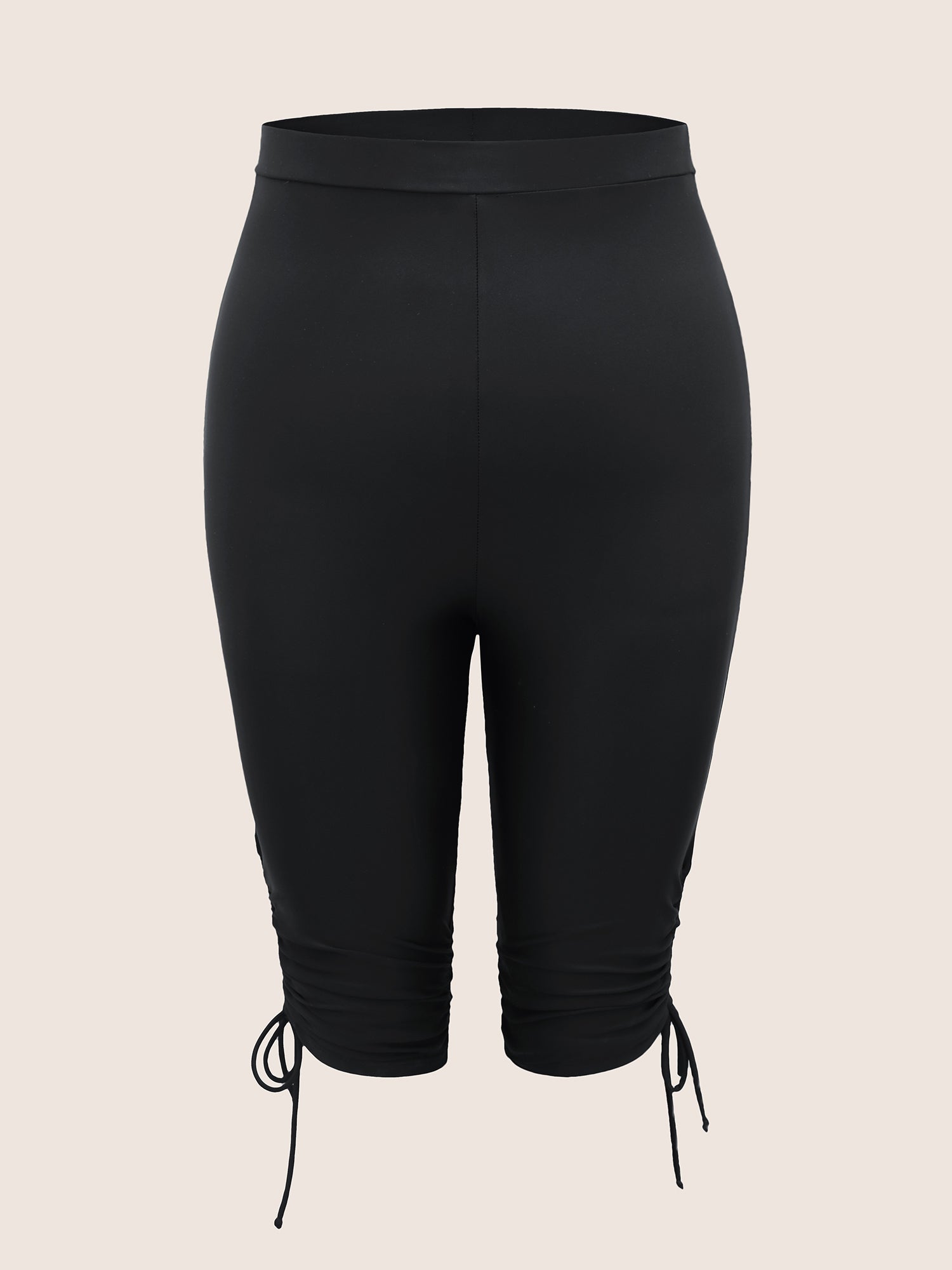 Solid High Rise Drawstring Side Swim Bottom