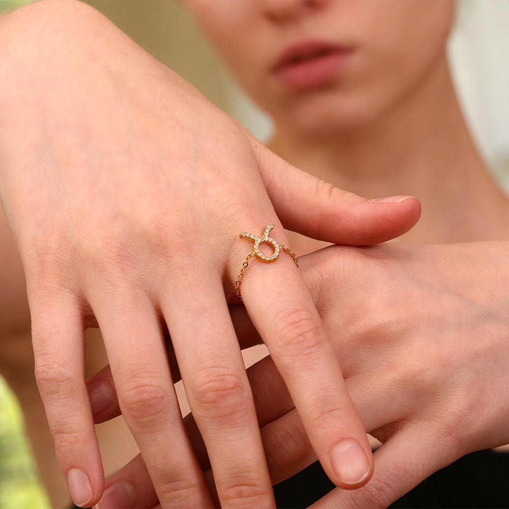 Women Fashion Sagittarius Zodiac Sign Scorpius Libra Capricorn Virgo Stainless Steel Electroplating Rings
