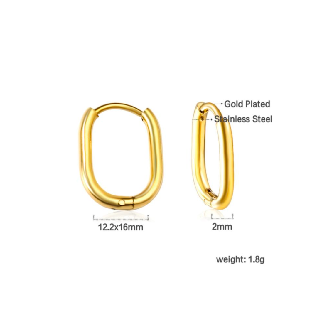 16mm Thin oval hoop - Gold