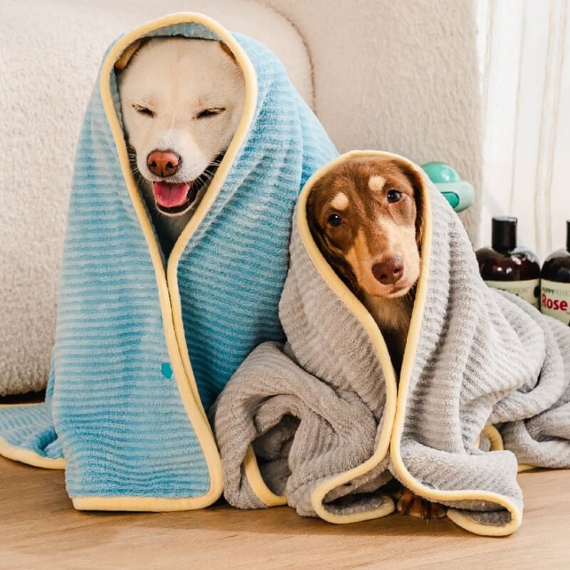 Soft Striped Quick-Dry Absorbent Dog Bathrobe Towel