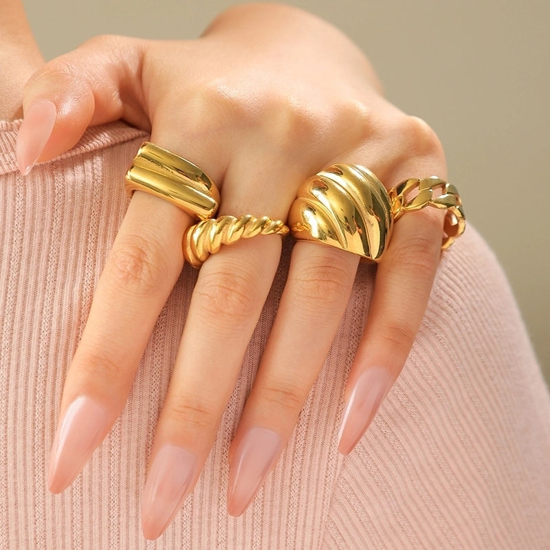 Hip-Hop Rock Streetwear Geometric 304 Stainless Steel 14K Gold Plated Rings