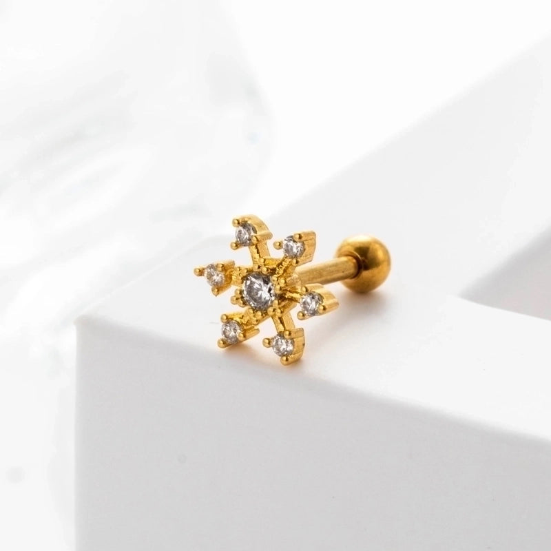Ear Cartilage Rings & Studs Geometric 316L Stainless Steel  Copper Inlaid Zircon