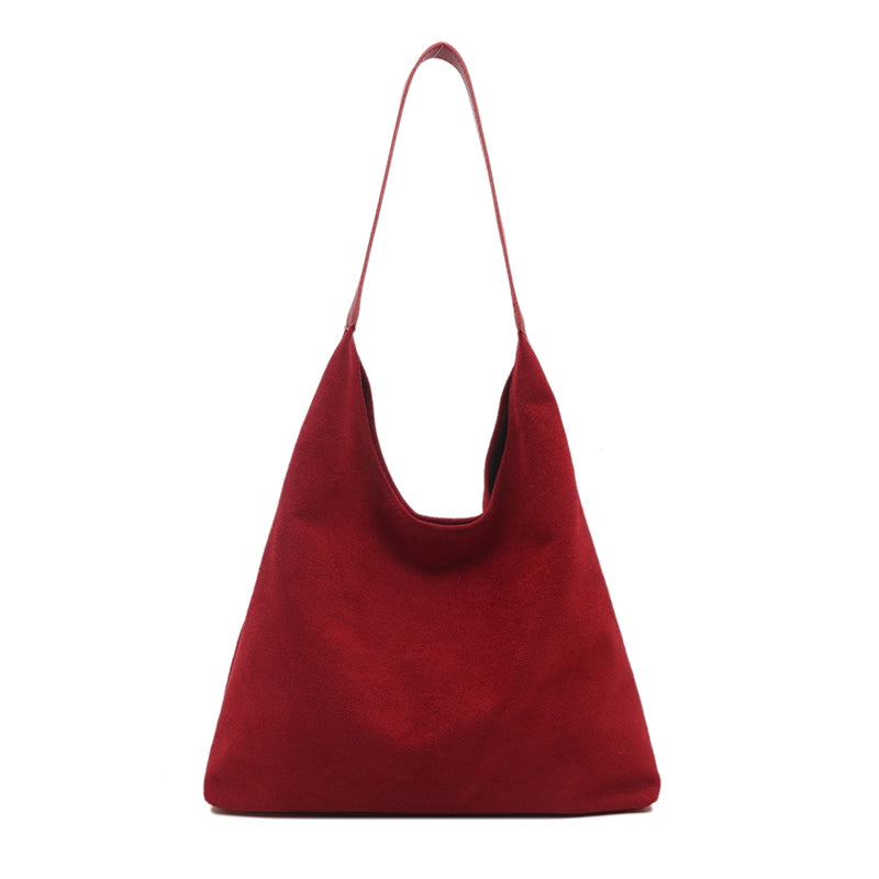 Women's Medium Suede Solid Color Streetwear Square Magnetic Buckle Shoulder Bag Underarm Bag