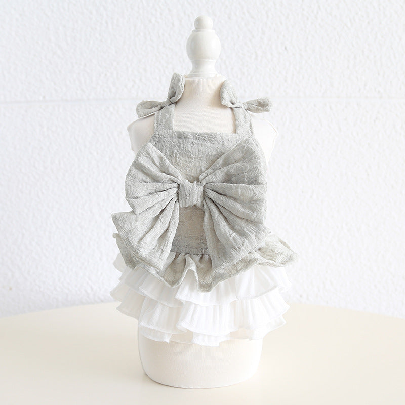 Sweet Big Bow Dog Cat Chiffon Dress