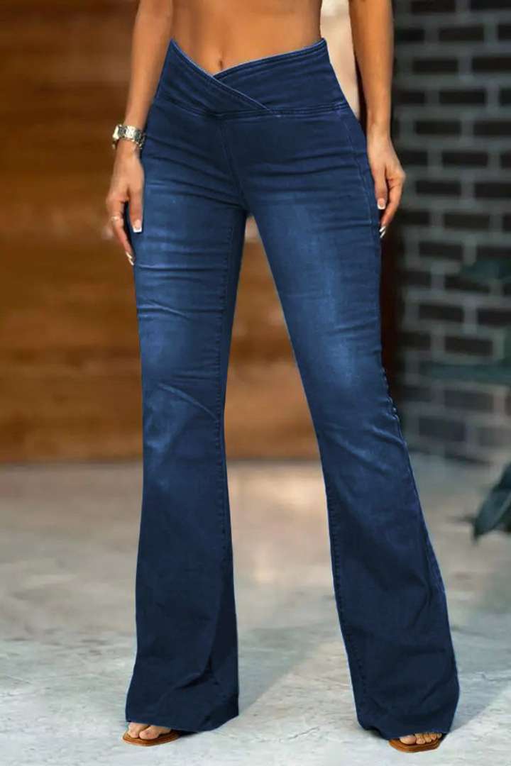 🔥Promotion-Wash Wrap Mid Rise Stretchy Flare Jeans
