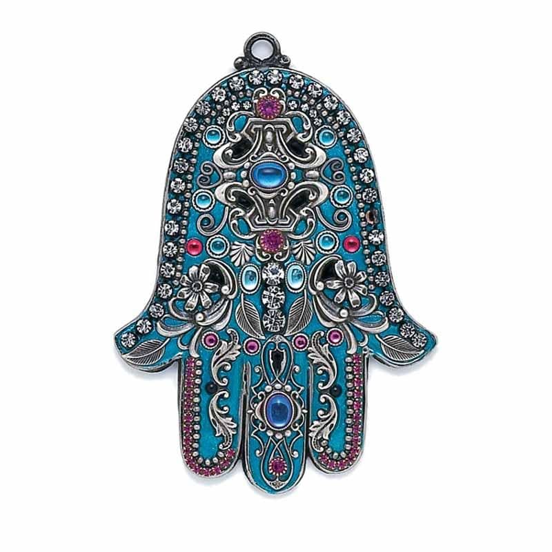 Blue and Fuchsia Wall Hamsa