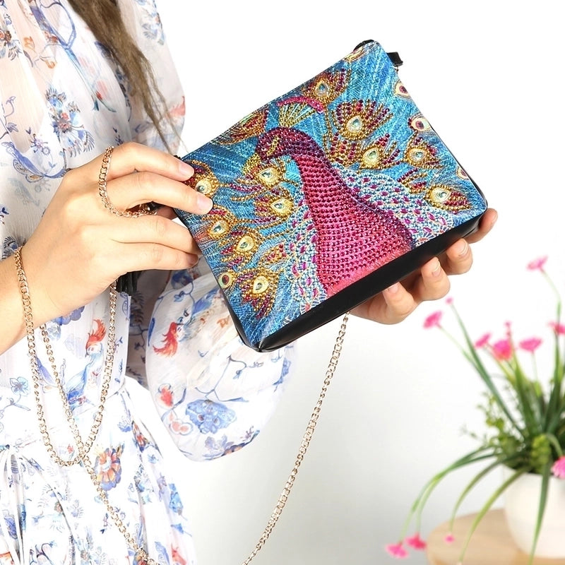 Women's Pu Leather Animal Flower Butterfly Ethnic Style Rhinestone Diamonds Zipper Crossbody Bag