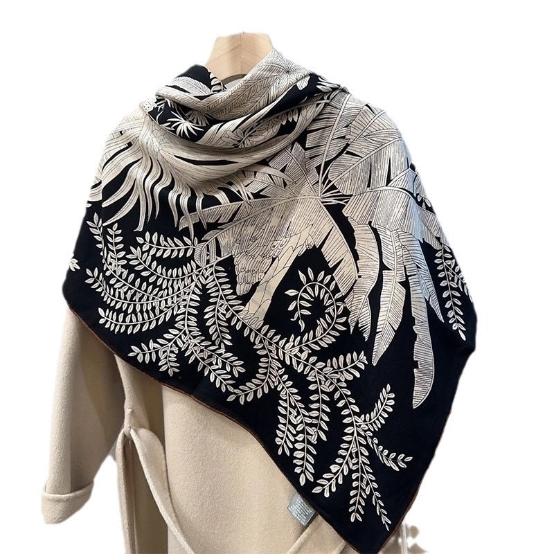 Women's Elegant Geometric Silk Printing Silk Scarf