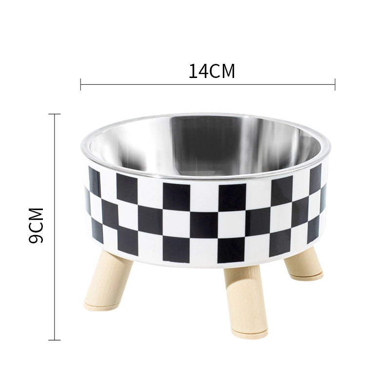 Minimalist Classic Style PP Stainless Steel Polka Dots Checkered Pet Tableware