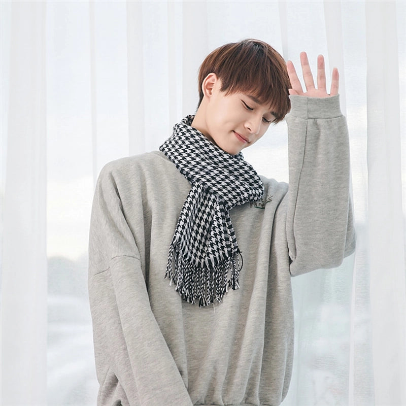 Autumn And Winter New Tassel Men's Scarf Double-sided Cashmere Scarf Long Tassel Warm Lovers Scarf