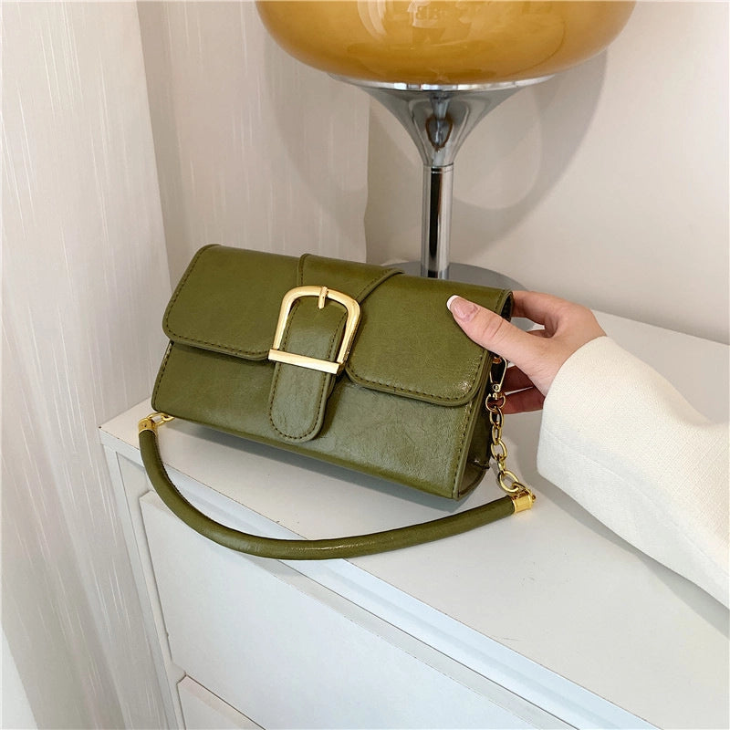 Women's Small Pu Leather Solid Color Streetwear Square Flip Cover Shoulder Bag