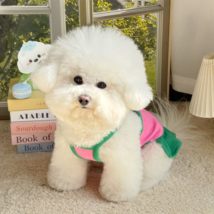 Cartoon Printed Color Block Dog Cat Vest/Dress