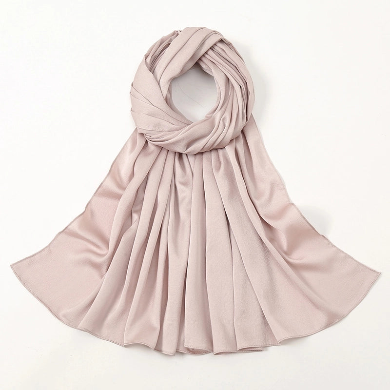 Women's Fashion Solid Color Satin Patchwork Cotton Linen Scarves