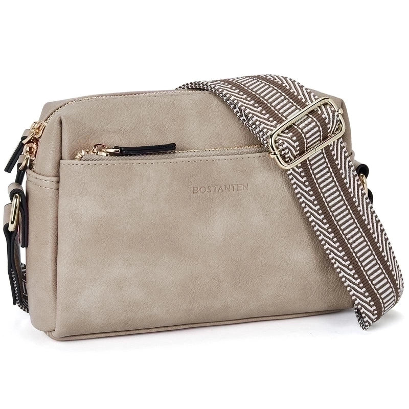 Women's Medium Pu Leather Solid Color Basic Classic Style Square Zipper Crossbody Bag