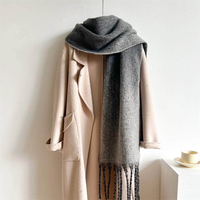 Women's Elegant Basic Minimalist Tassel Imitation Cashmere Polyester Scarf