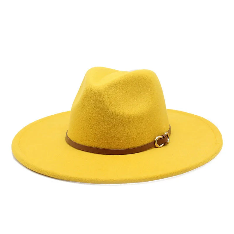 Fashion Autumn And Winter New Black Woolen Hat Jazz Hat For Men And Women 9.5cm