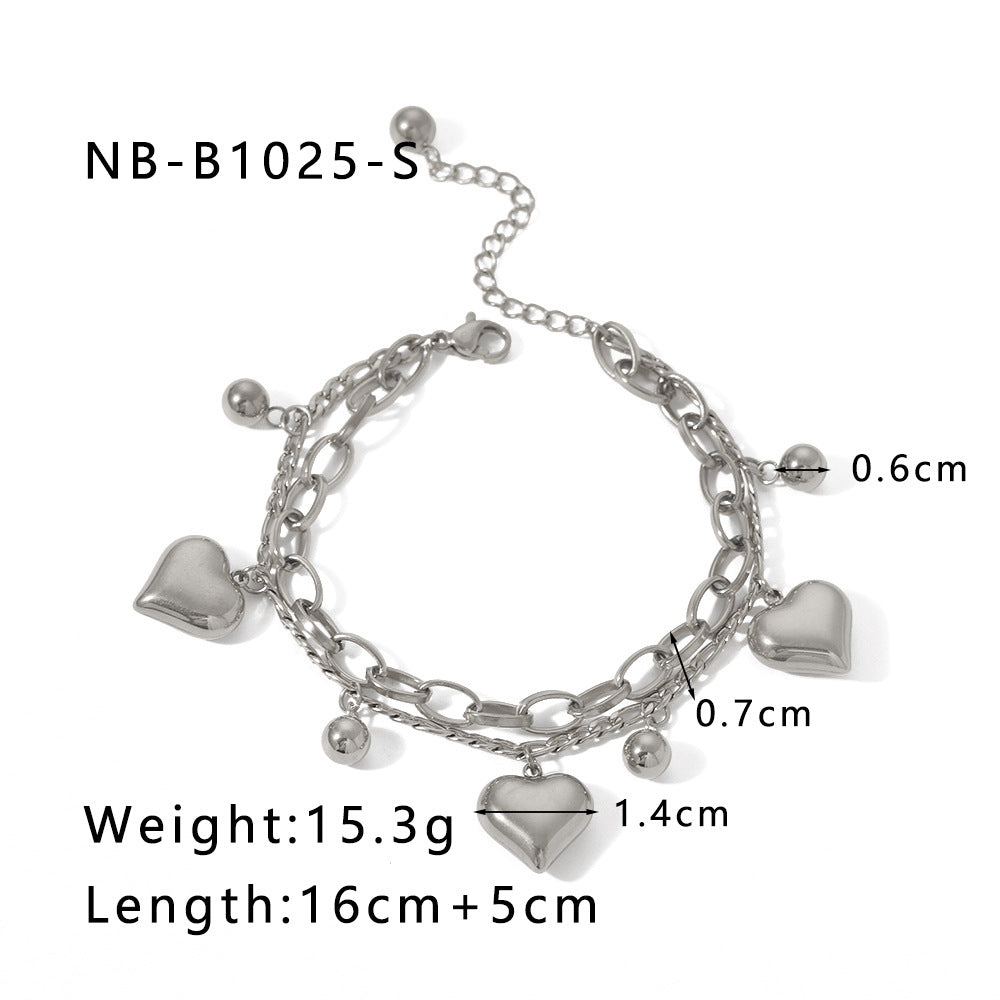 Women  Heart Heart Geometric Stainless Steel Electroplating Bracelets