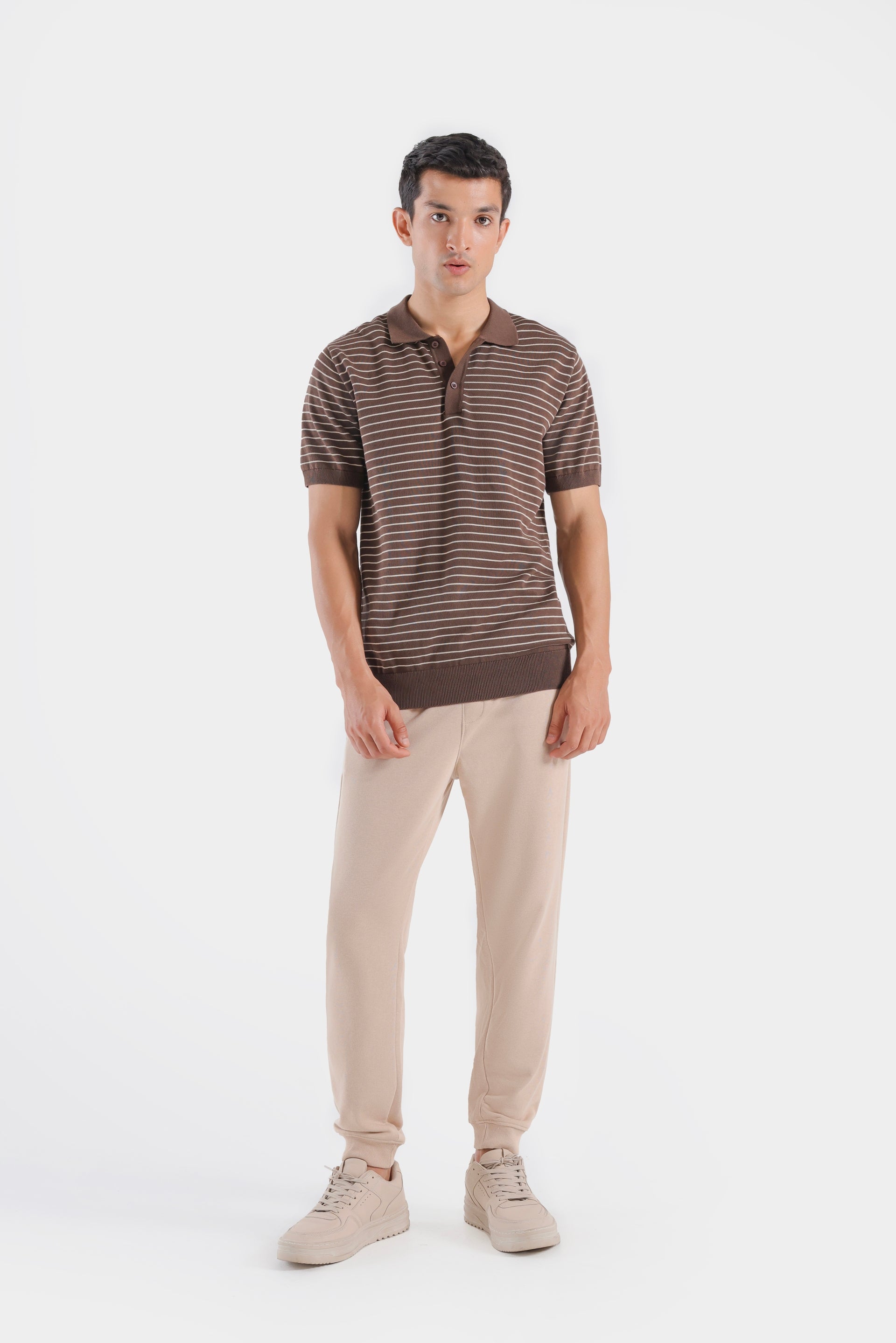 Knitted Striped Polo