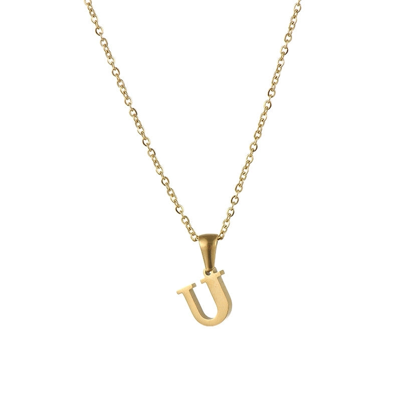 Minimalist Letter Stainless Steel Plating Pendant Necklace