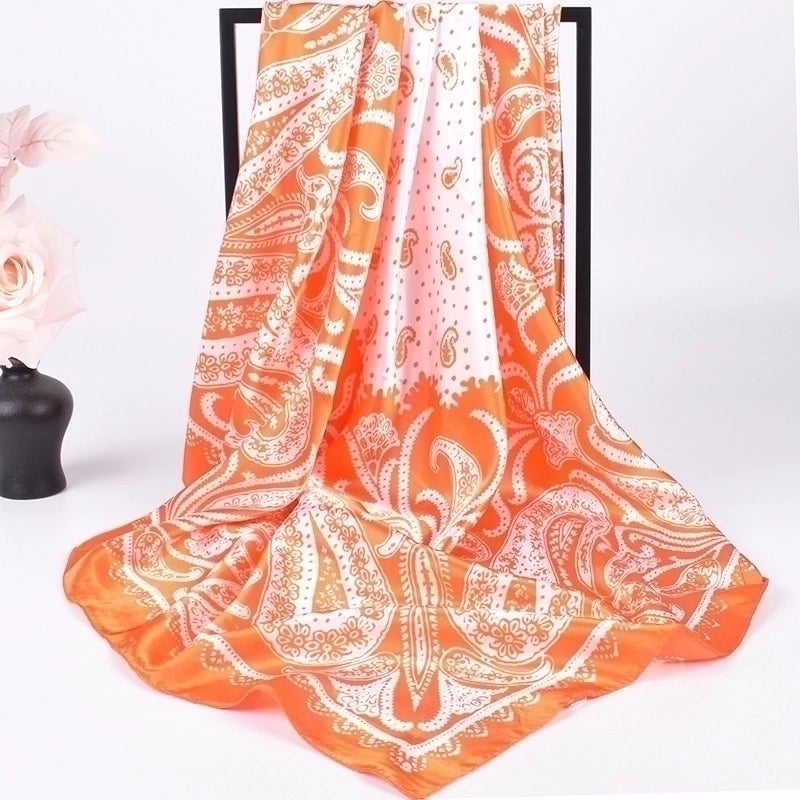 Women's Elegant Lady Paisley Satin Printing Silk Scarf