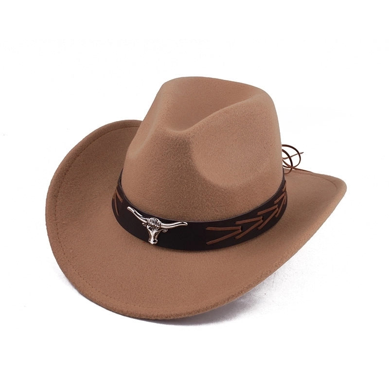 Ethnic Style Topper Hat Western Cowboy Hat Tibetan Tibetan Performance Hat Woolen Hat Central Retro Woolen Hat