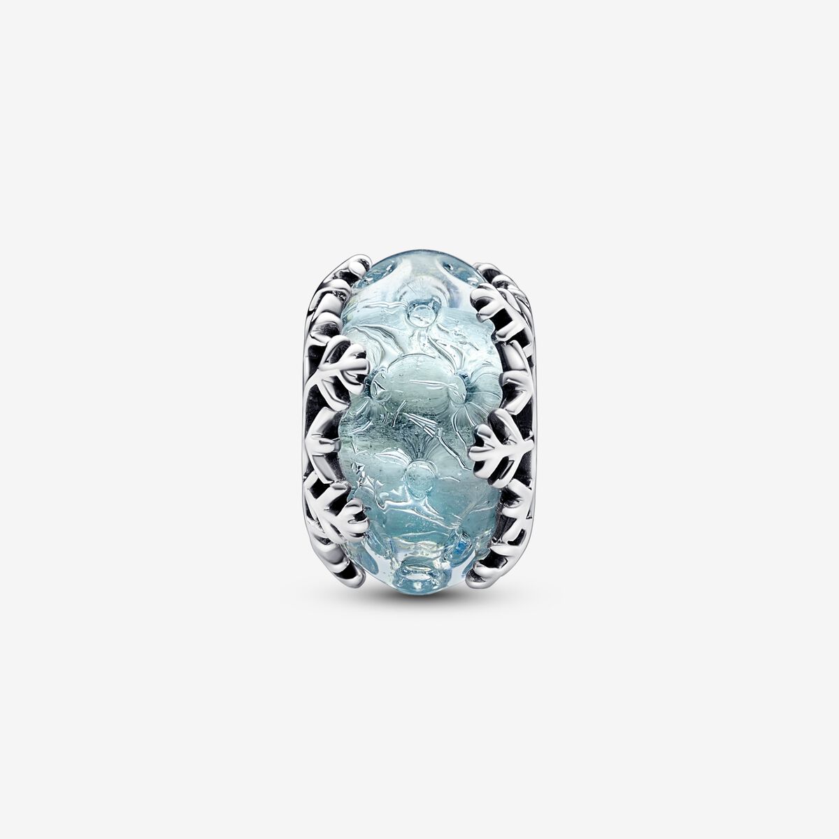 Winter Blue Snowflake Murano Pandora Charm