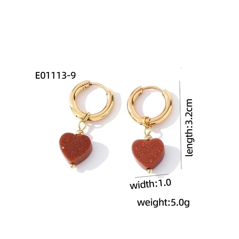 1 Pair Casual Sweet Minimalist Heart Shape Plating 304 Stainless Steel Gold Plated Drop Earrings