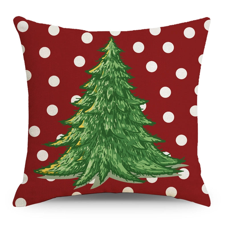 Fashion Christmas Tree Christmas Socks Letter Linen Pillow Cases