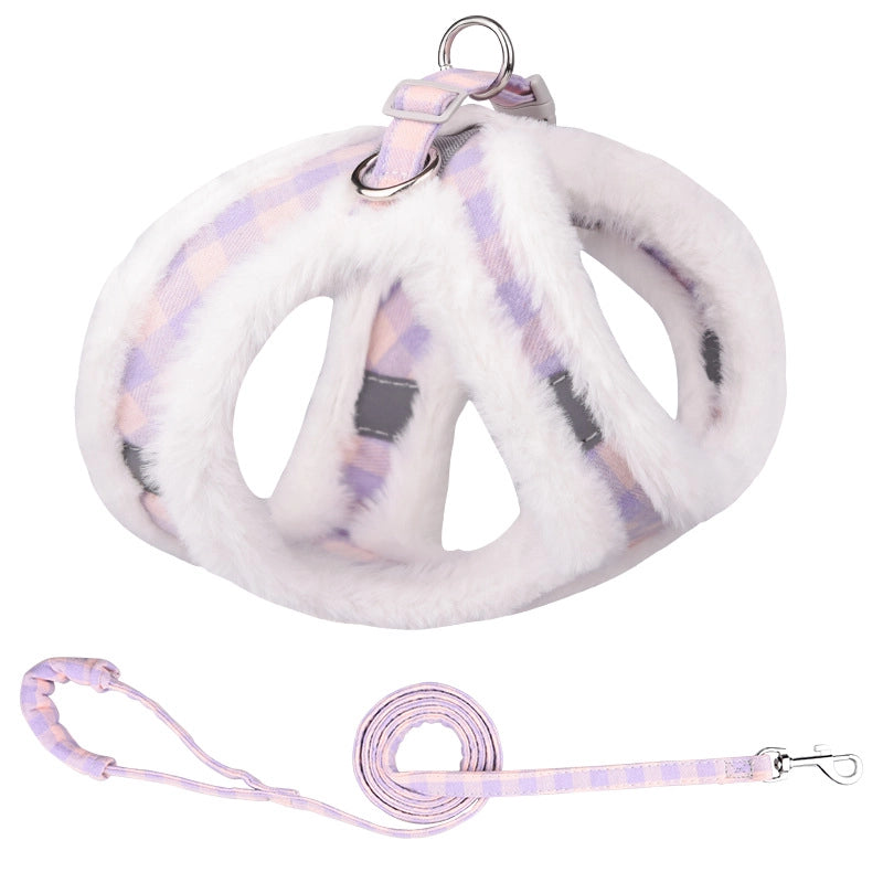 Minimalist Classic Style Faux Rabbit Fur Solid Color Leash