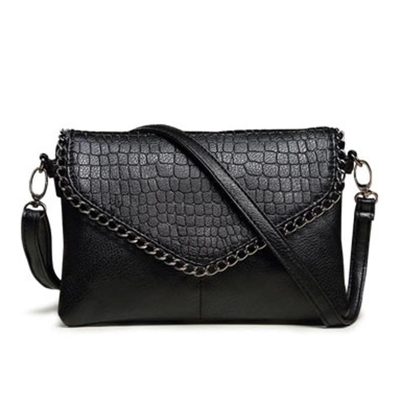 Women's Small Pu Leather Crocodile Fashion Chain Square Flip Cover Crossbody Bag