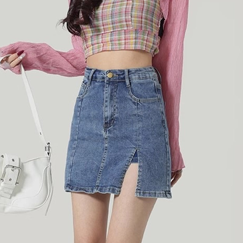 🌿Women's High Waisted Slit Denim Short Skirts