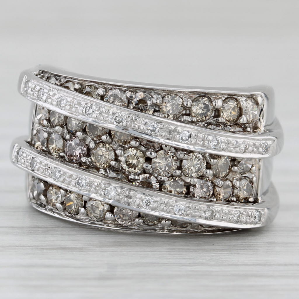 1.15ctw Pave Diamond Overlay Ring 14k White Gold Size 5.75 Cocktail
