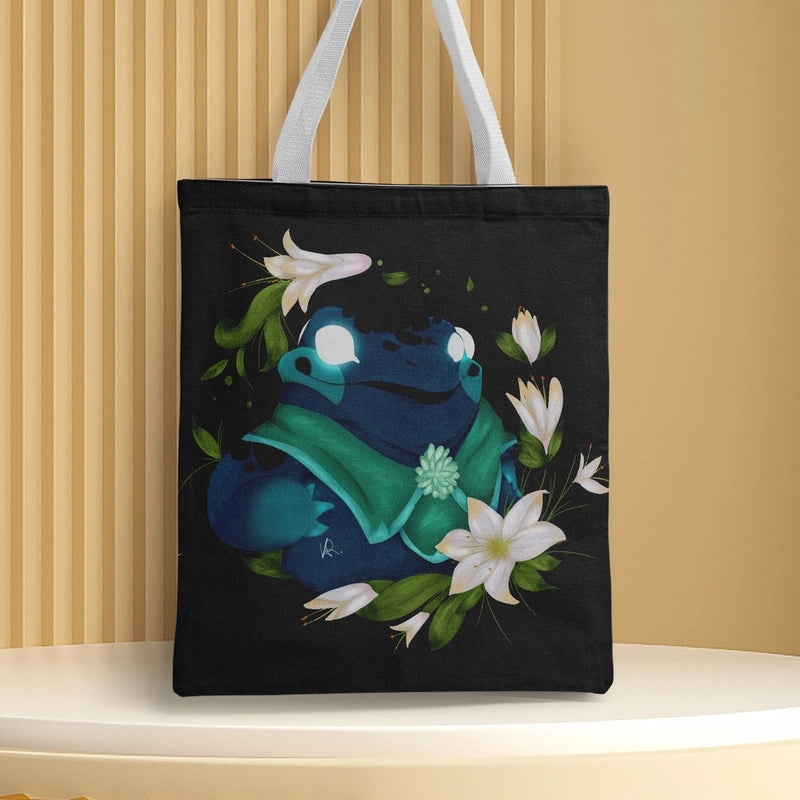 Women's Canvas Cartoon Frog Basic Classic Style Square Open Canvas Bag
