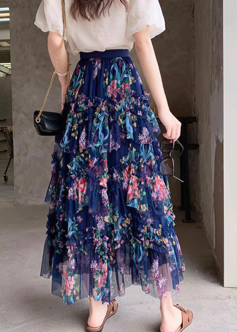 Beautiful Pink Ruffled Patchwork Asymmetrical Tulle Skirts