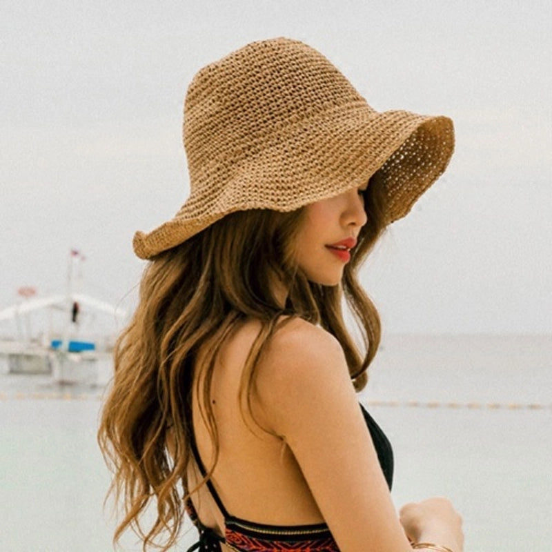Summer Straw Hat Female Sun Protection Beach Sun Hat Holiday Sun Hat Seaside Big Brim Fisherman Hat Sun Protection Hat Handmade