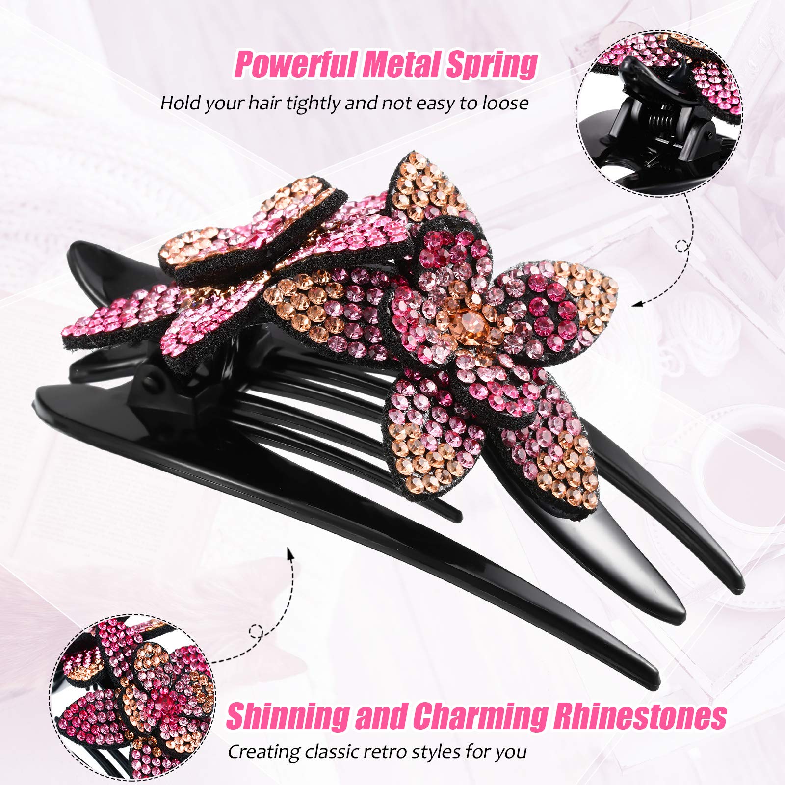 Rhinestone Double Flower Hairpin (buy one get one free)