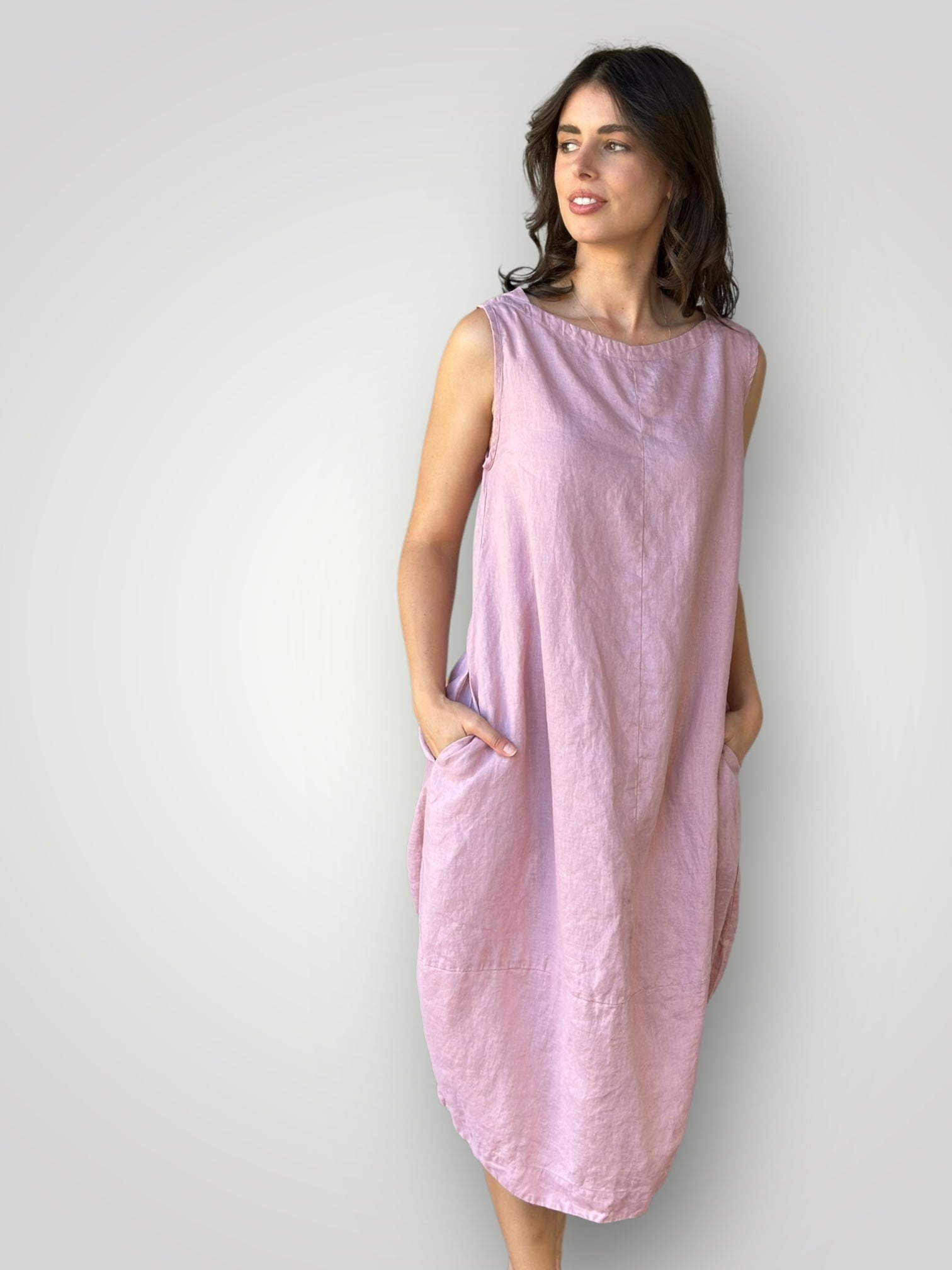 adele dress - dusty rose linen