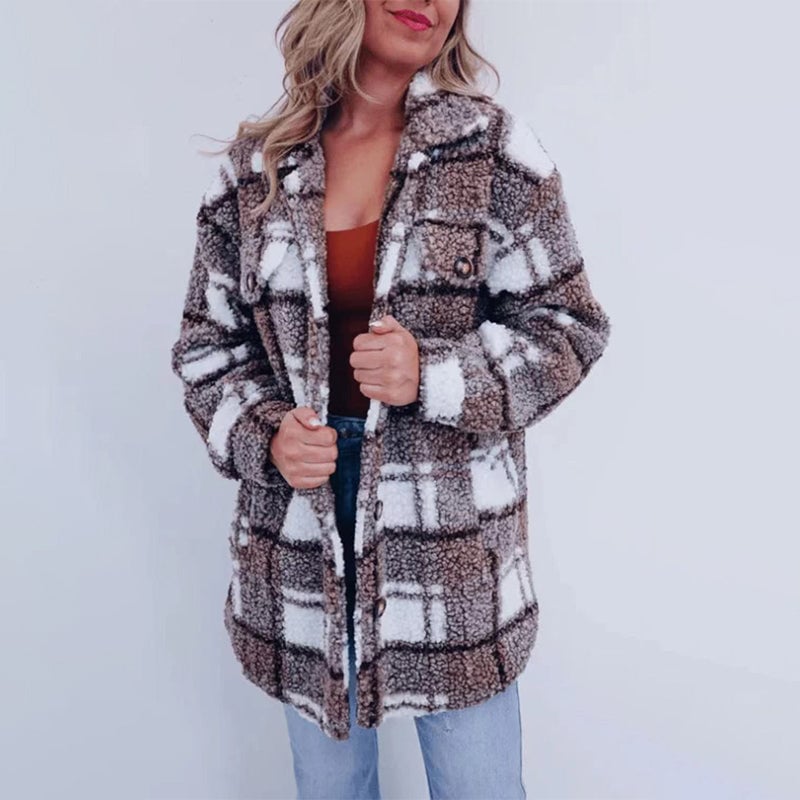 💥Women’s Teddy Plaid Shacket🍂