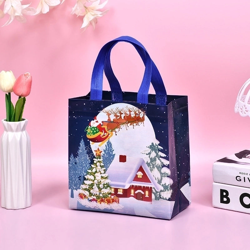 Hot Sale Christmas Non Woven Bag Christmas Cottage Tote Shopping Gifts Student Supplies Storage Bag