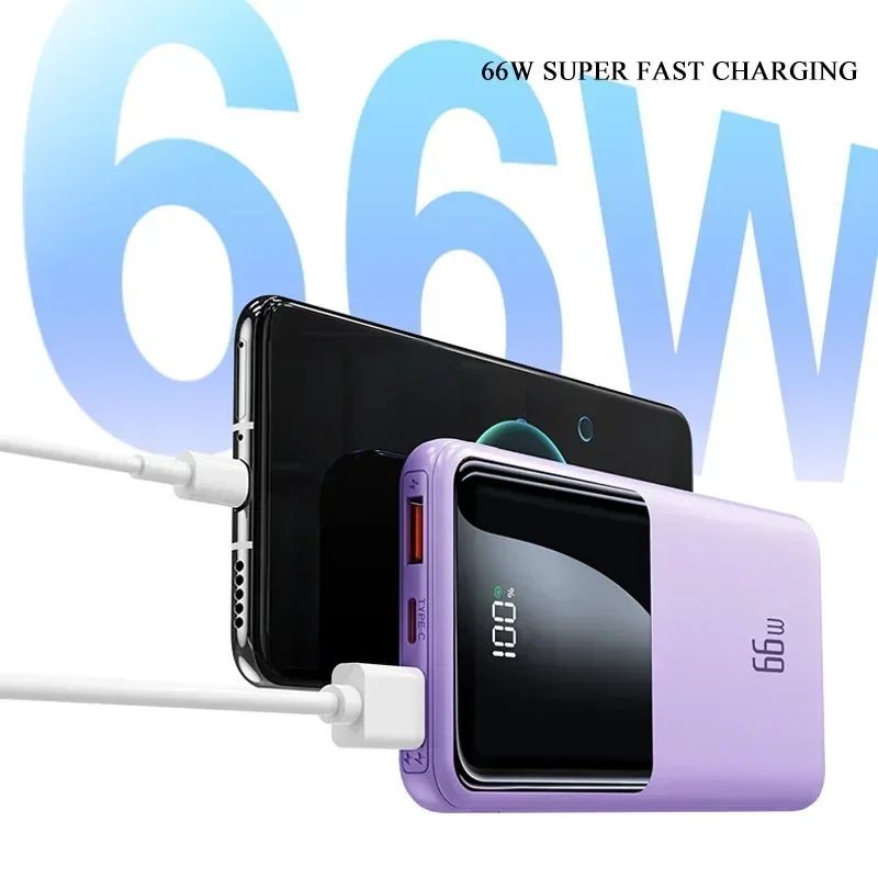 100000mAh 66W Power Bank Super Fast Charging Powerbank Portable Mobile Power with 4 Wire for IPhone 16 Samsung HUAWEI and Xiaomi