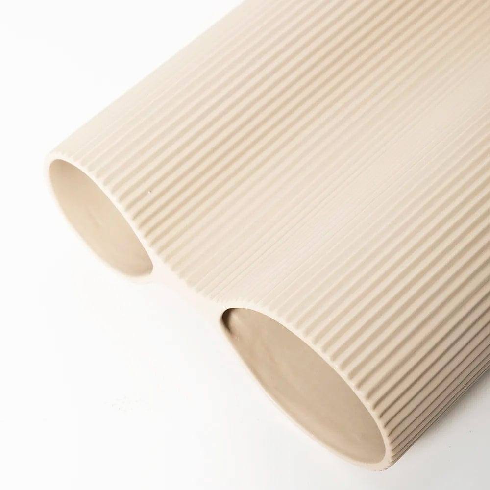 Ribbed Duo Vase - Beige