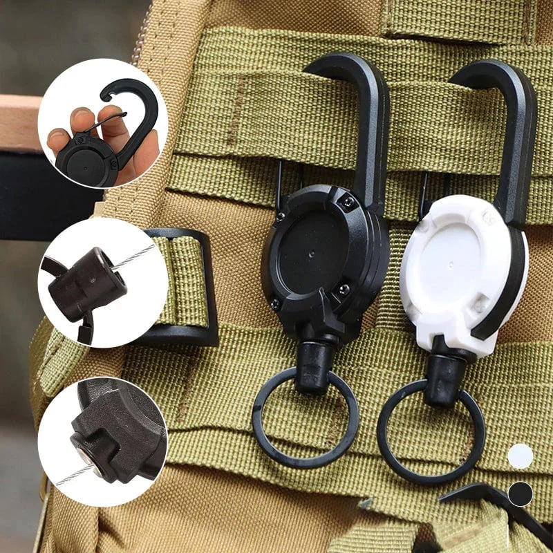🔥Early Father's Day Hot Sale - Outdoor Automatic Retractable Nylon Rope Luya Anti-theft Tactical Keychain