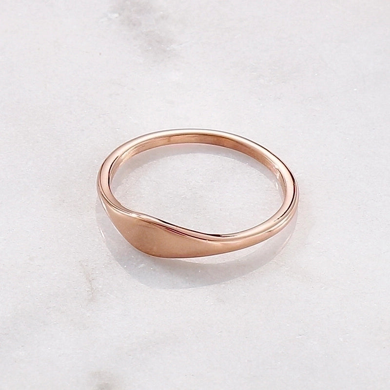 Minimalist Geometric Titanium Steel 18K Gold Plated Plating Rings