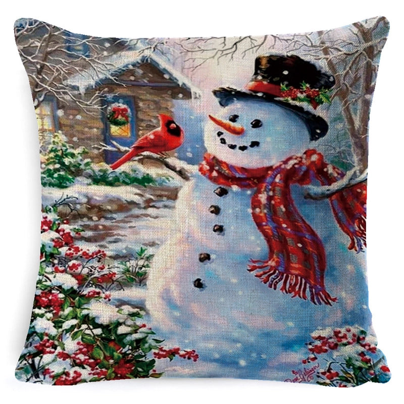 Retro Christmas Tree Santa Claus Christmas Socks Linen Pillow Cases