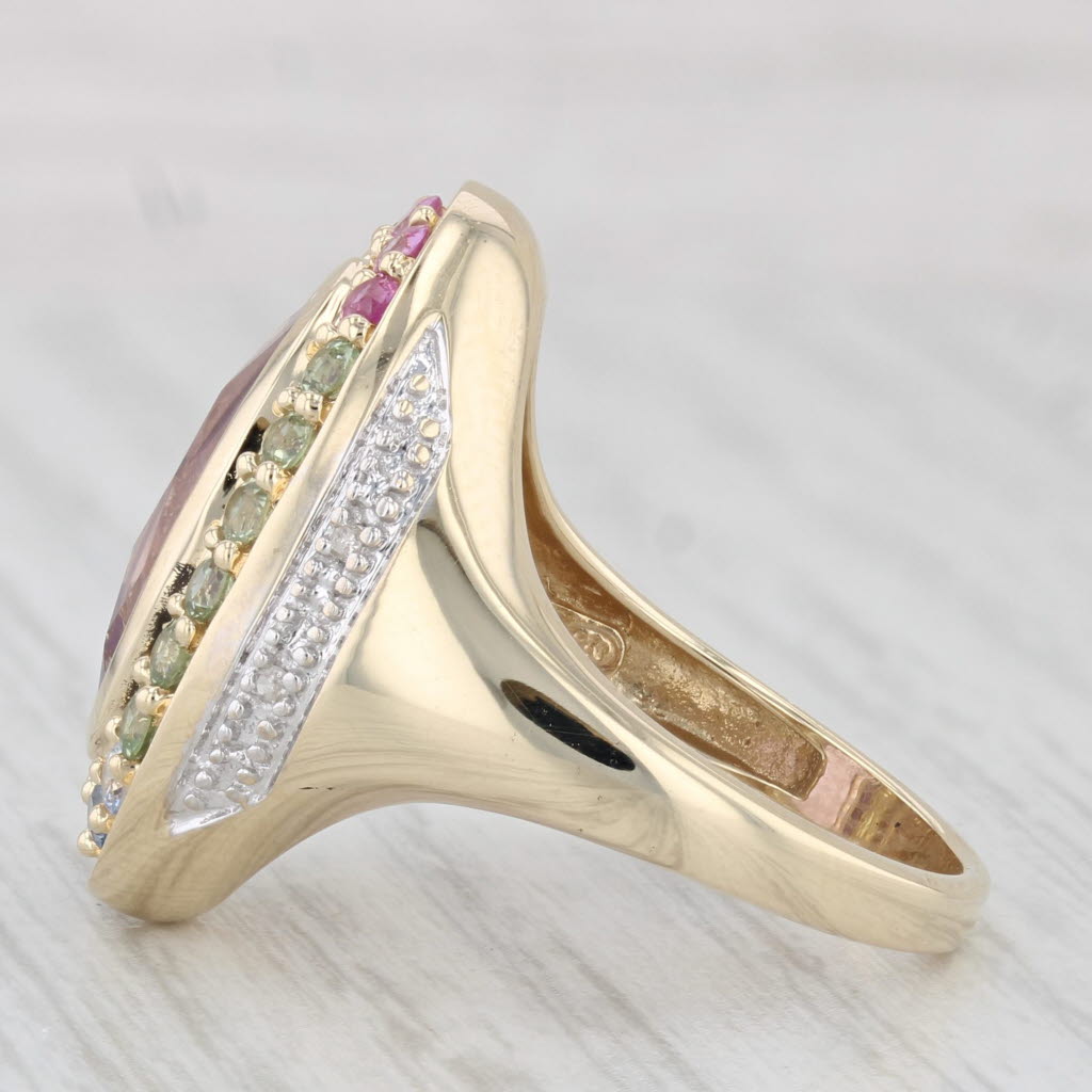4.50ctw Oval Amethyst Sapphire Halo Ring 14k Gold Size 7.25 Cocktail Diamond