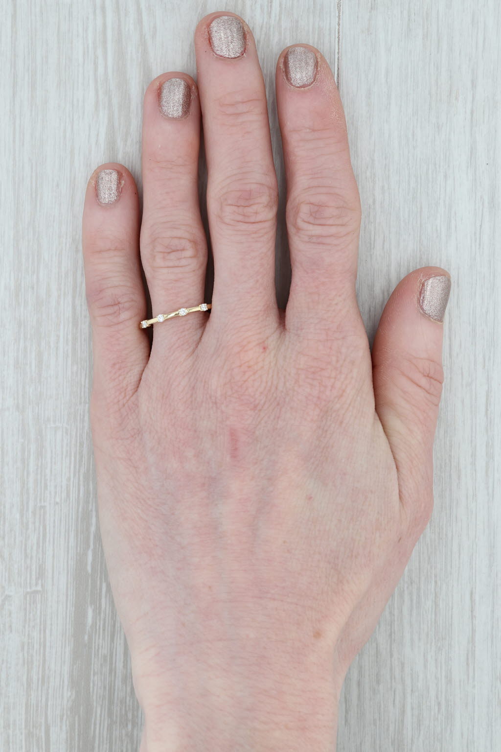 New Diamond Band 14k Yellow Gold Size 6.5 Wedding Stackable Ring