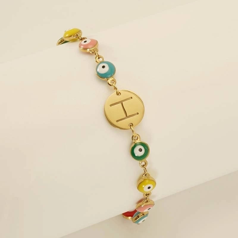 Titanium Steel Gold Plated Minimalist Classic Style Letter Plating Bracelets
