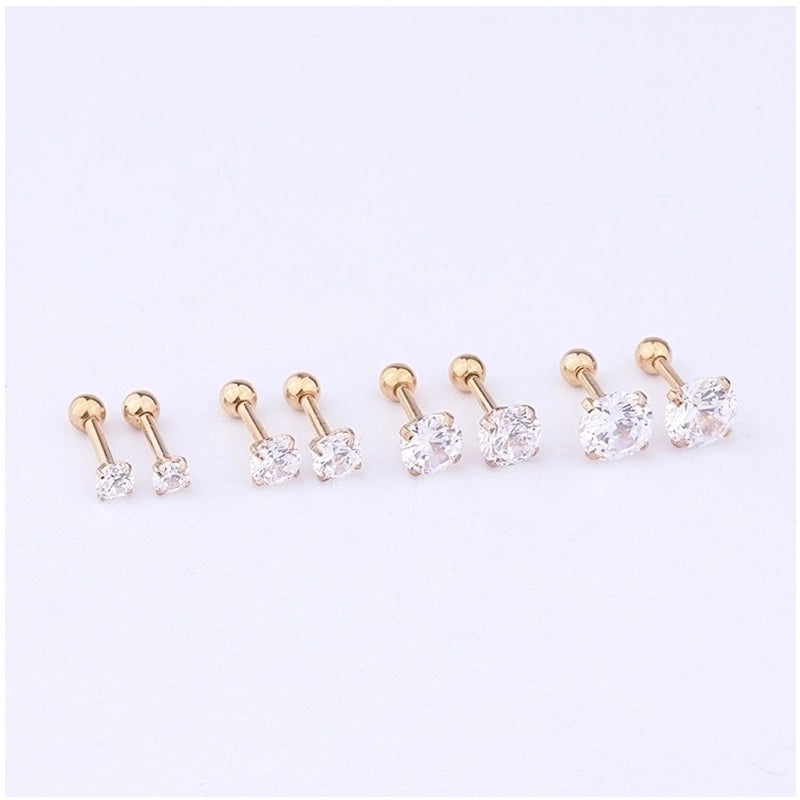 Ear Cartilage Rings & Studs Fashion Geometric 316L Stainless Steel  Inlaid Zircon